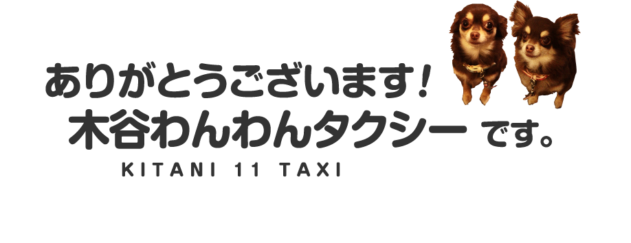 ありがとうございます！ 木谷わんわんタクシーです。 KITANI 11 TAXI